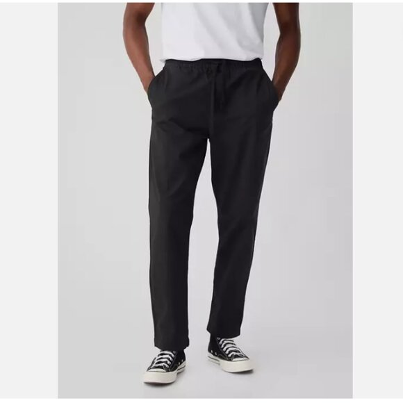 GAP GapFlex Easy Essential Pants Black Size Large Elastic Tie Waist RT$60 NWT - Picture 2 of 12